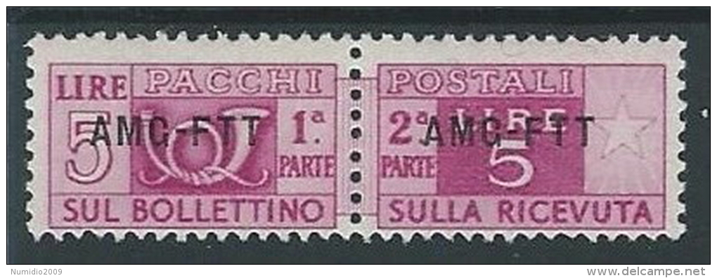 1949-53 TRIESTE A PACCHI POSTALI 5 LIRE MH * - ED076 - Colis Postaux/concession