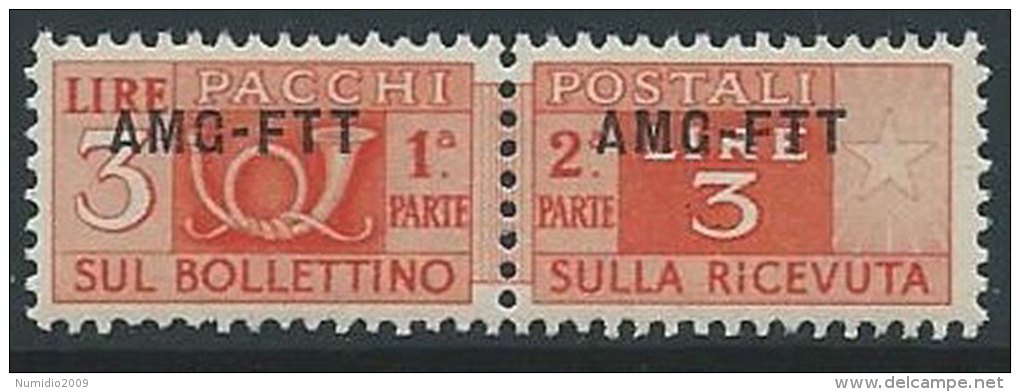 1949-53 TRIESTE A PACCHI POSTALI 3 LIRE MNH ** - ED098-6 - Colis Postaux/concession