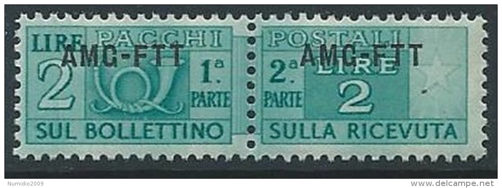 1949-53 TRIESTE A PACCHI POSTALI 2 LIRE MNH ** - ED113-4 - Colis Postaux/concession