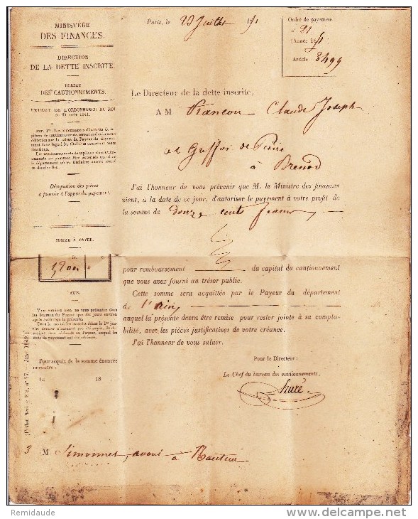 1872 - LETTRE En FRANCHISE Du PREFET De POLICE à PARIS Pour ST HILAIRE PRES LA SONE (ISERE) - AVIS TRANSPORT D'UN CORPS - Civil Frank Covers