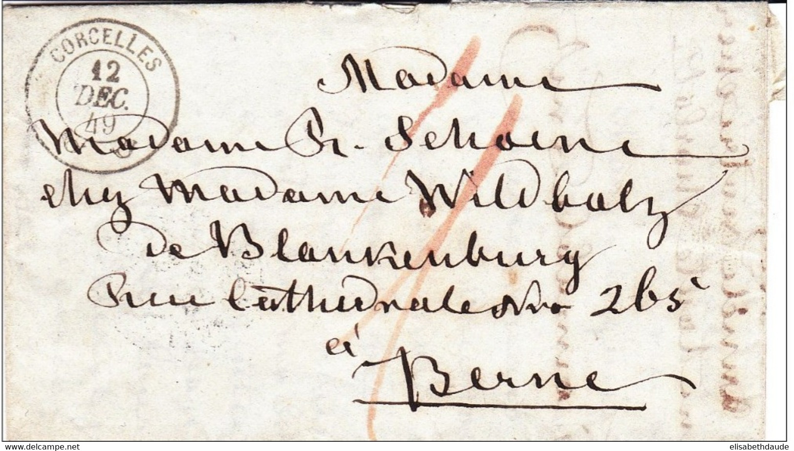 SUISSE - 1849 - LETTRE De CORCELLES (RARE) Pour BERNE - ...-1845 Prephilately