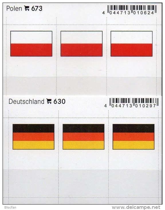 2x3 In Farbe Flaggen-Sticker POLEN+BRD 4€ Kennzeichnung Von Alben Karten Sammlungen LINDNER 630+673 Flags Polska Germany - Car Racing - F1