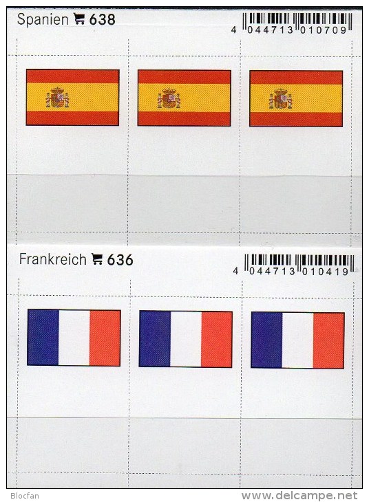 2x3 In Farbe Flaggen-Sticker Spanien+Frankreich 7€ Kennzeichnung Von Alben Karten Sammlung LINDNER 638+636 Espana France - Einsteckkarten