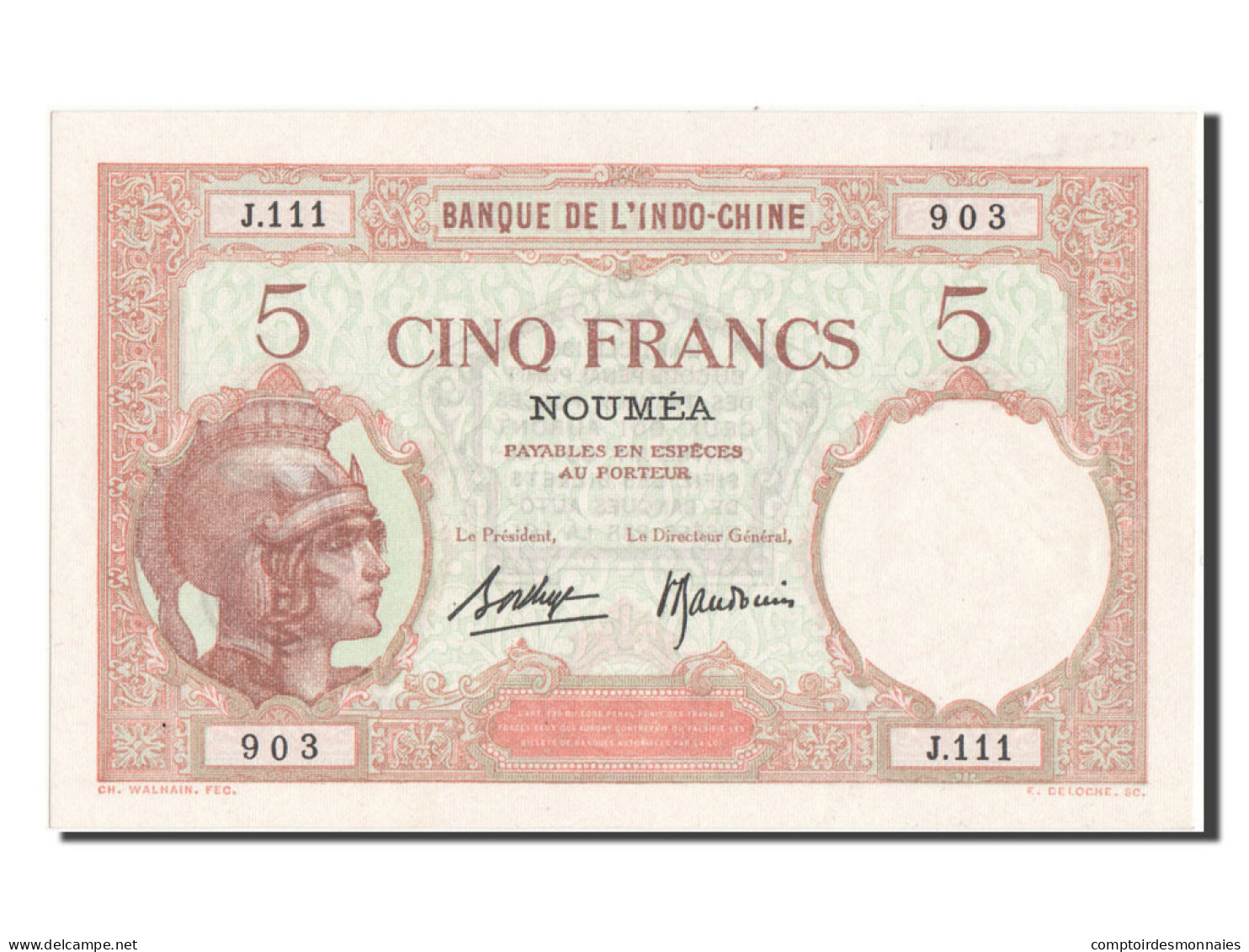 Billet, Nouvelle-Calédonie, 5 Francs, SPL+ - Nouméa (Neukaledonien 1873-1985)