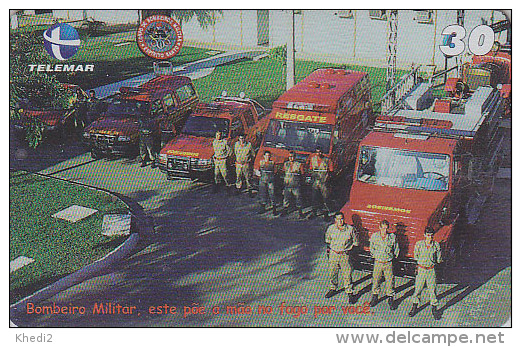 Télécarte Brésil - POMPIERS MILITAIRES - MILITARY FIRE BRIGADE FIREMEN Brazil Phonecard - FEUERWEHR Telefonkarte - 45 - Firemen