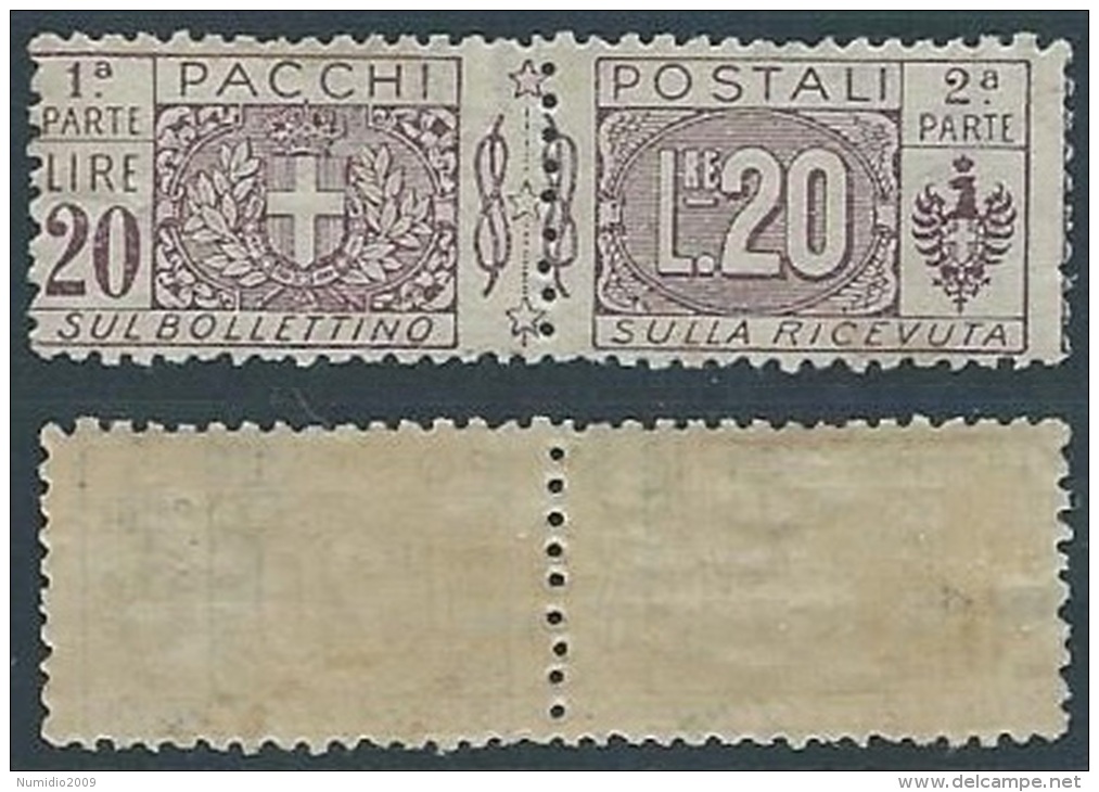 1914-22 REGNO PACCHI POSTALI 20 LIRE MNH ** - ED279 - Colis-postaux