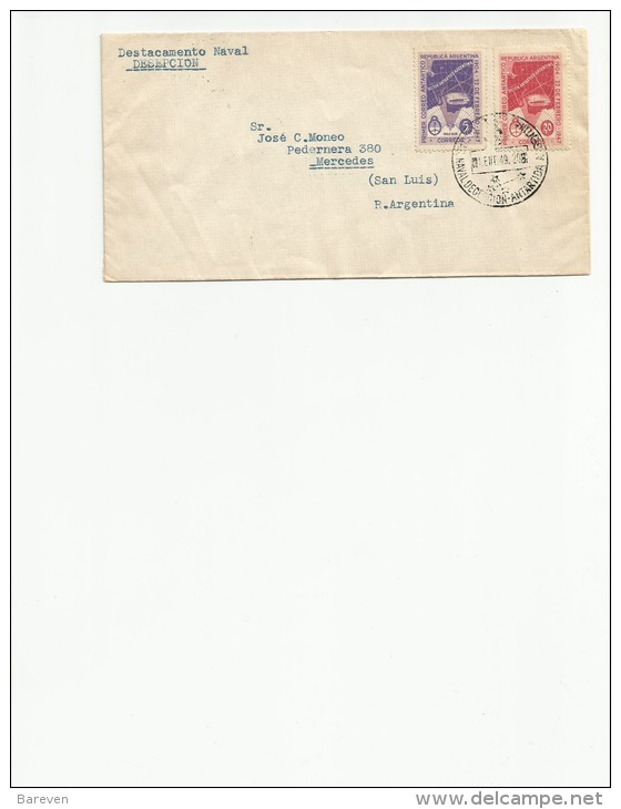 Argentina  1 Ene 1949 Destacamento Naval Deception . Arrival Cachet On Back - Other & Unclassified