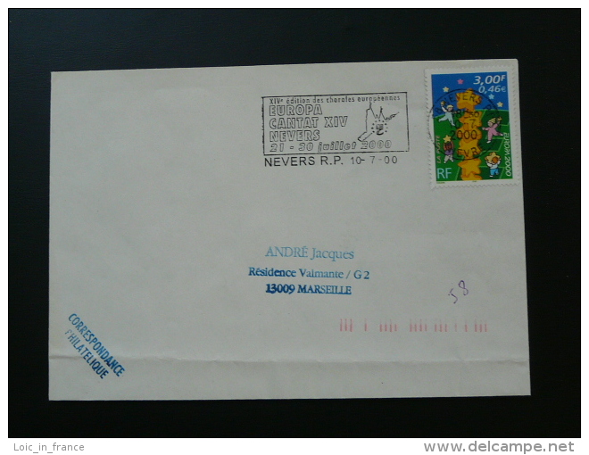 58 Nièvre Nevers Europa Cantat -  Flamme (concordante) Sur Lettre Postmark On Cover - 2000