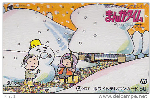 Télécarte Japon / 7-11 - 3016 - BONHOMME DE NEIGE - SNOWMAN BD Comics Japan Phonecard - SCHNEEMANN - Seasons