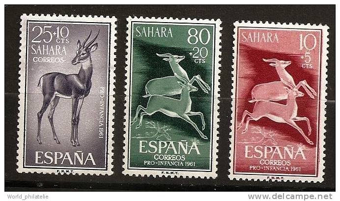 Sahara Espagnol 1961 N° 176 / 8 ** Surtaxe, Enfance Indigène, Animaux, Antilopes - Sahara Spagnolo