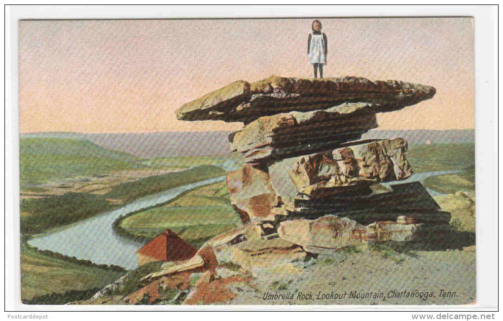 Umbrella Rock Lookout Mountain Chattanooga Tennessee 1910c Postcard - Chattanooga