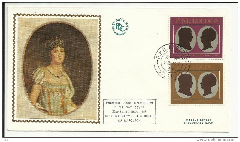 FDC , SAINTE LUCIE , ST LUCIA , Bicentenaire De La Naissance De Napoléon , 25 C & 50 C , 1969 , N° 252 & 254 - St.Lucie (1979-...)