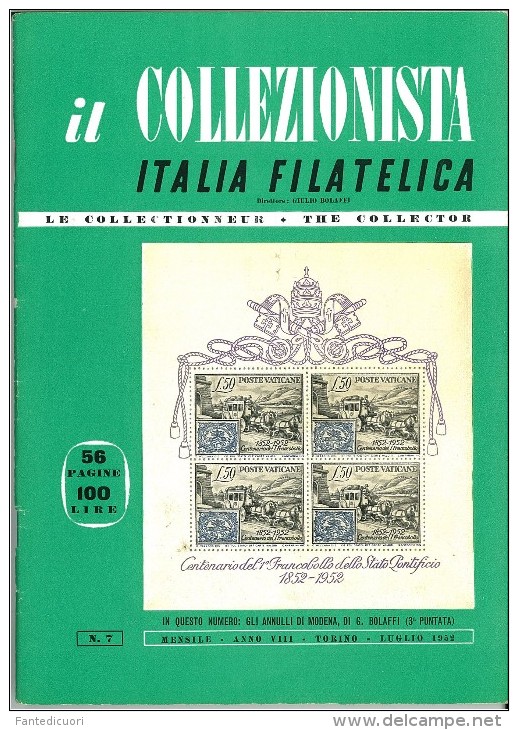 Rivista Il Collezionista - Bolaffi Editore Numero 7 Del 1952 - Italien (àpd. 1941)
