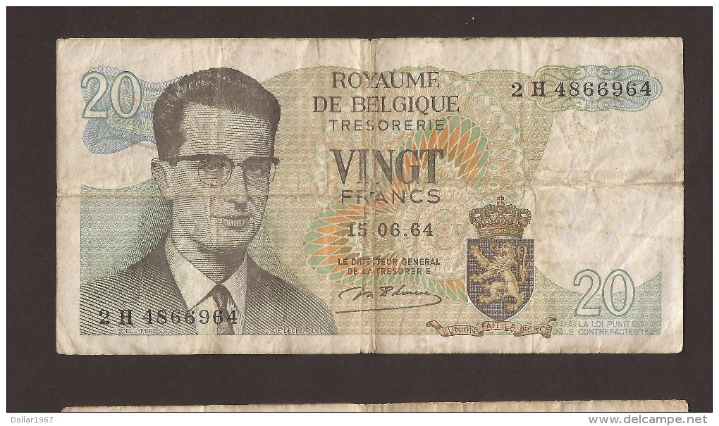 België Belgique Belgium 15 06 1964 20 Francs Atomium Baudouin. 2 H 4866964 - 20 Francs