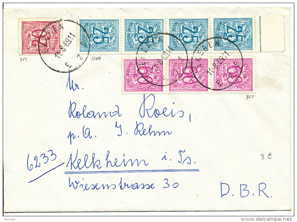 1969 Brief  Met PZ851+855(strip3)+1368(st Rip4) Van Ekeren Naar Kelkheim(DBR)  Vertrekstempel Zie Scan(s) - 1951-1975 Heraldic Lion