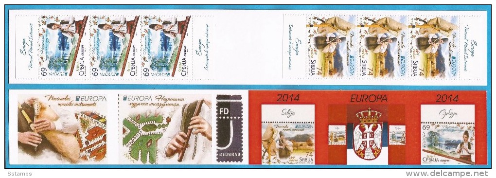 2014  EUROPA SERBIA SRBIJA  NATIONAL MUSICAL INSTRUMENTS 3 SETS  MNH BOOKLET - 2014