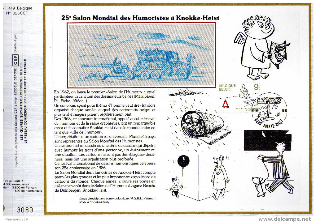 Feuillet Tirage Limité CEF  449 325 2224 Salon Mondial Des Humoristiques Knokke-Heist - 1981-1990