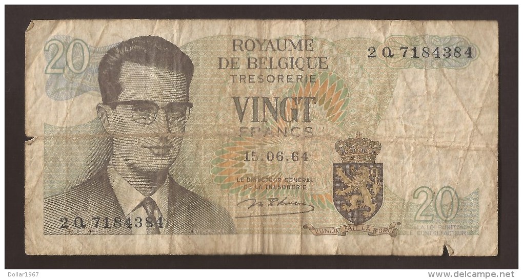 België Belgique Belgium 15 06 1964 20 Francs Atomium Baudouin. 2 Q 7184384 - 20 Franchi