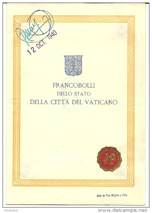 Vaticano. Carnet Con La Serie Sede Vacante Y Sellos Con Matasello. Foto Pio XII Y Firma - Usati