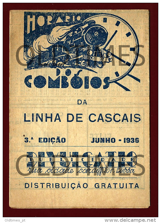 PORTUGAL - HORARIO DOS COMBOIOS DA LINHA DE CASCAIS  - VARIAS PUBLICIDADES - 1936 OLD TIMETABLE - Europa