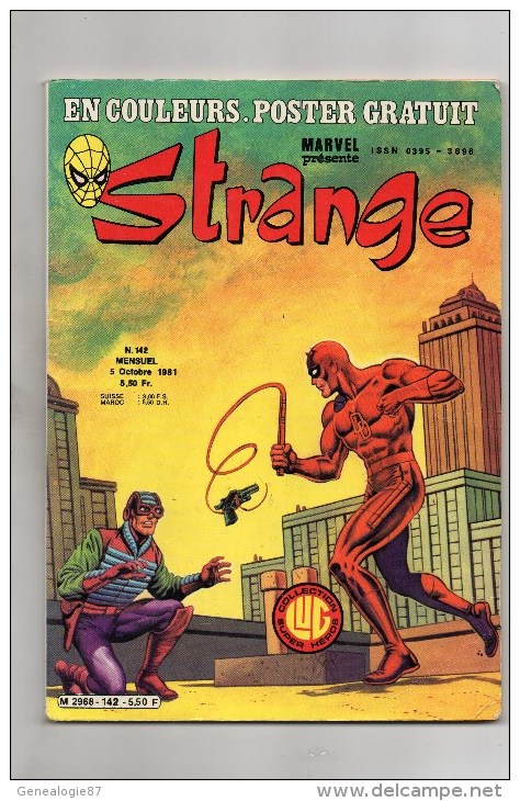 BD COMICS- STRANGE N° 142 DU 5 OCTOBRE 1981-- MARVEL  STAN LEE-  L' INTREPIDE DARDEVIL - Strange