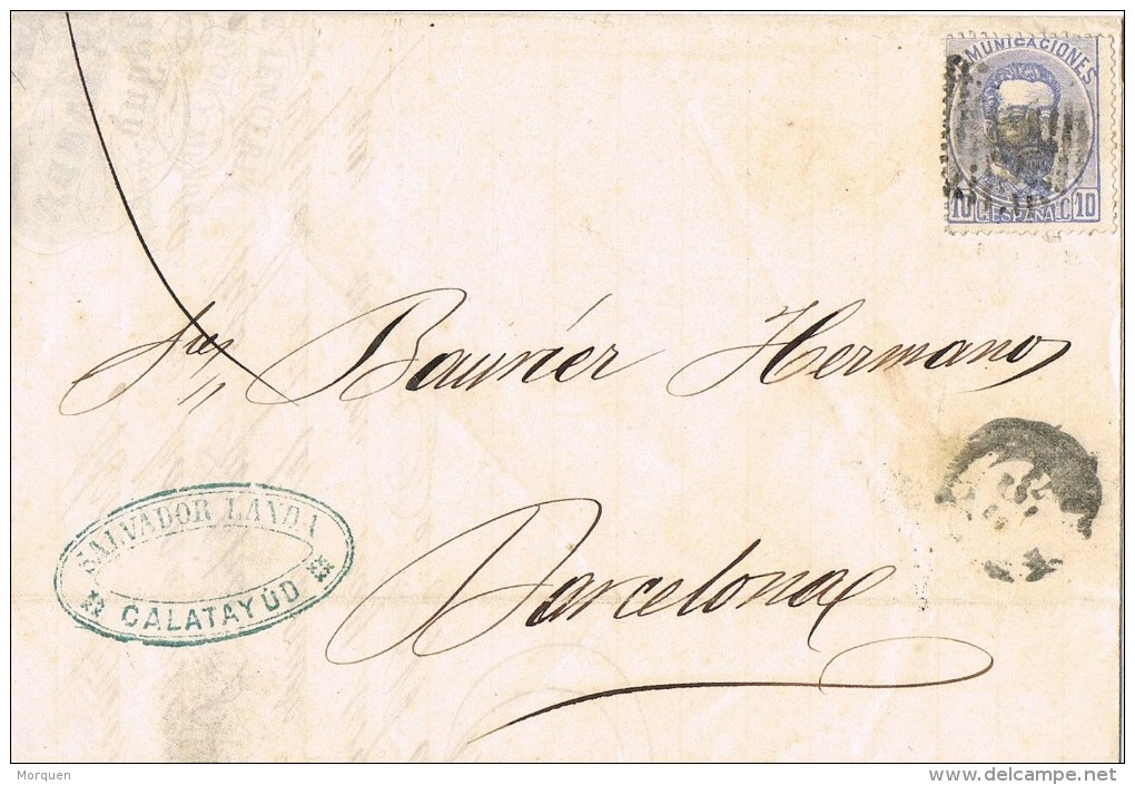 8780. Carta Entera CALATAYUD (Zaragoza) 1873. Amadeo - Storia Postale