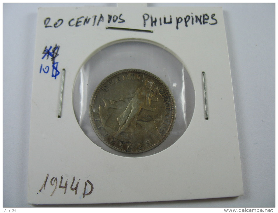 PHILLIPINES  20 CENTAVOS SILVER   1944 D  COIN  LOT 27 NUM 6 - Philippines