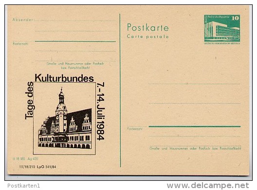 DDR P84-31-84 C83 Postkarte Zudruck ALTES RATHAUS LEIPZIG 1984 - Cartes Postales Privées - Neuves