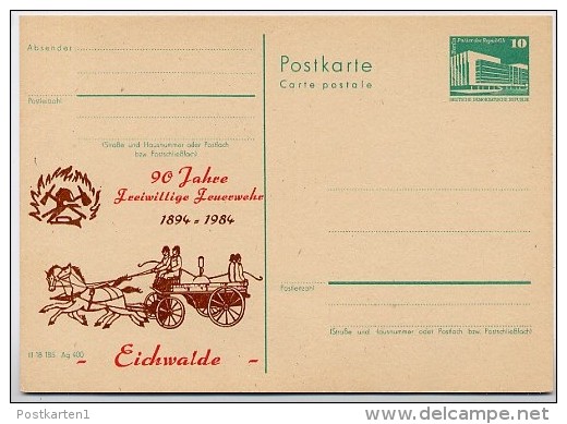 DDR P84-38-84 C89 Postkarte Zudruck FEUERWEHR EICHWALDE 1984 - Cartoline Private - Nuovi