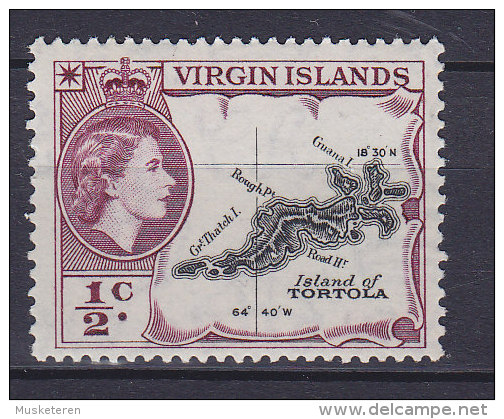 British Virgin Islands 1956 Mi. 111     ½ C Queen Elizabeth II & Map Of Tortola Landkarte MH* - Iles Vièrges Britanniques