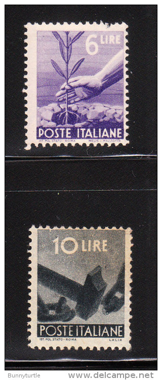 Italy 1945-47 Breaking Chain &amp; Tree Planting 2v Used - Afgestempeld