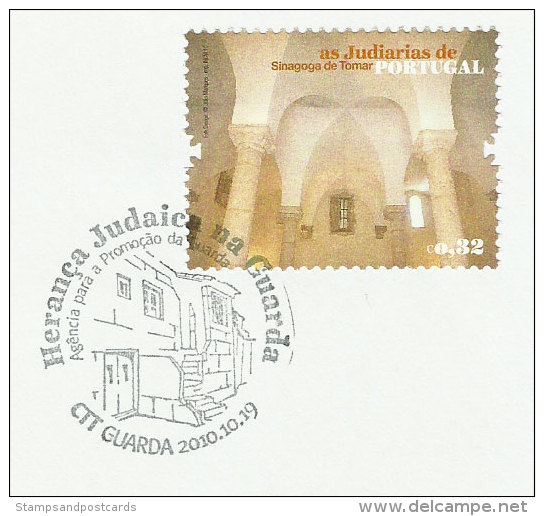 Portugal Quartier Juif De Guarda Lettre Voyagé Cachet Commemoratif 2010 Jewish Quarter Judaica Cover - Judaisme