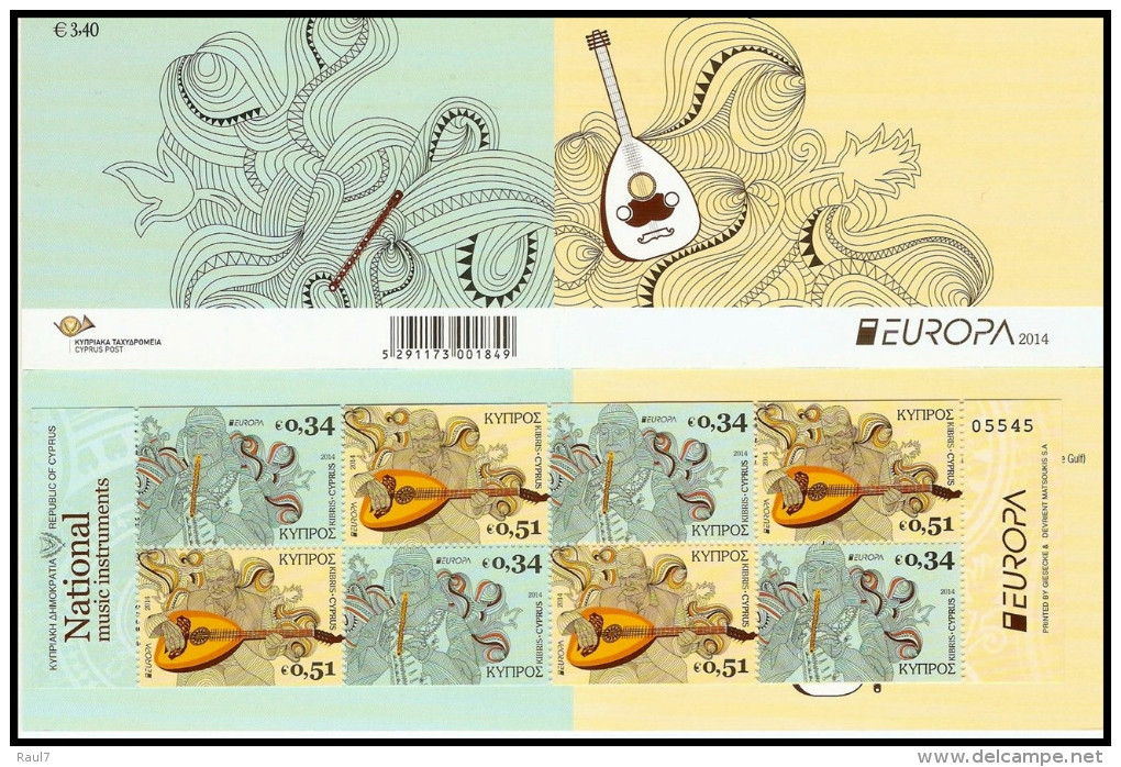 CHYPRE 2014 - Instruments De Musique Nationaux, Europa 2014 - Bande Carnet Neufs // Mnh Booklet Sheetlet - 2014