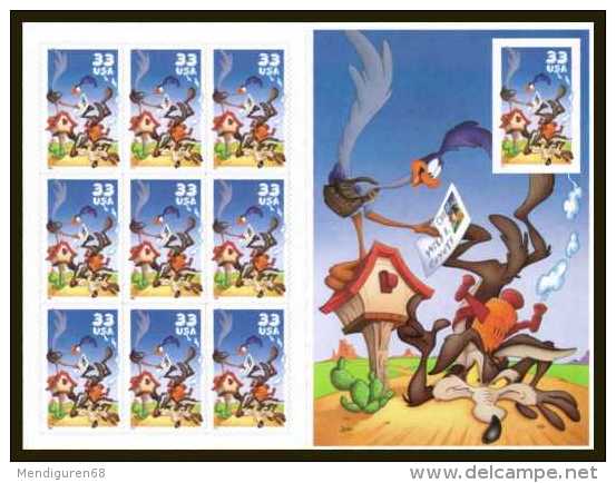 VERINIGTE STAATEN ETATS USA 2000 ROAD RUNNER WILE E COYOTE PANE MNH SC 3391SP YT BF3056 MI  BF-3287A SG SH3761 - Ganze Bögen