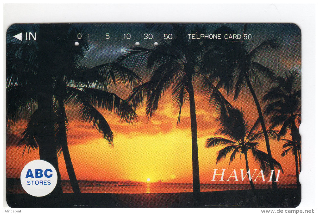 HAWAII  Télécarte Japon PALMIER COUCHER De SOLEIL - Hawaii