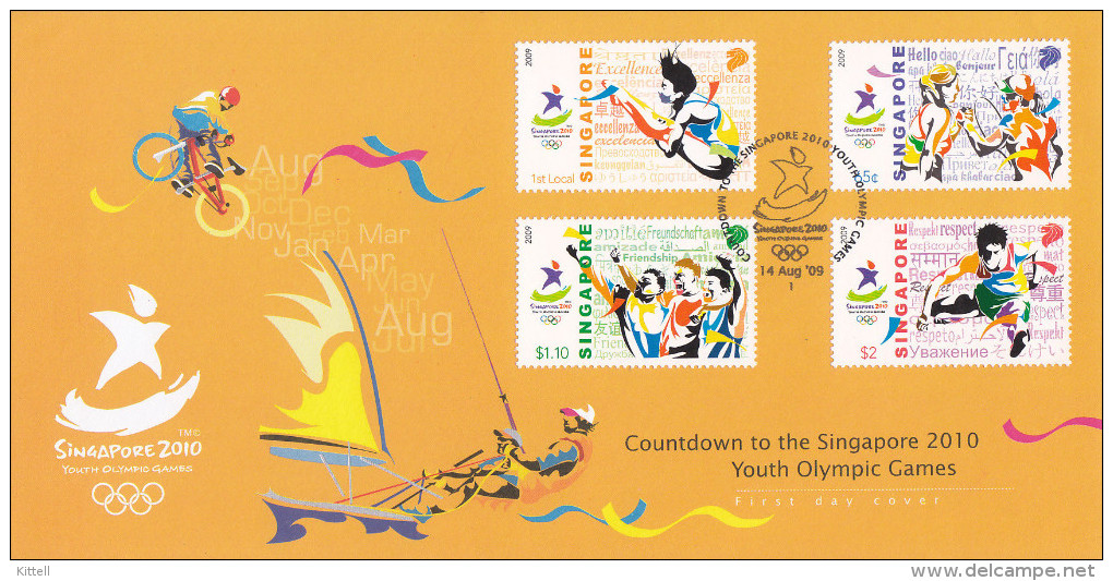 Singapore 2009. Countdown To 2010 Youth Olympics . FDC Olympic Games - Ete 2010 : Singapour (JO De La Jeunesse)