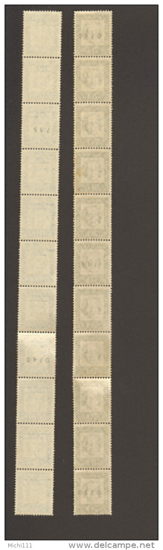 BRD Bedeutende Deutsche 11er Streifen Rollenmarke 40 U.70 Pfg Mi.Nr.355y/358y ** MNH 2 Bilder Gummimängel, Gefaltet - Roller Precancels