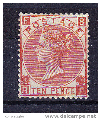 1867/80  SG 114 */**  Queen Victoria 10 D. Red-brown Platte 1 - Neufs