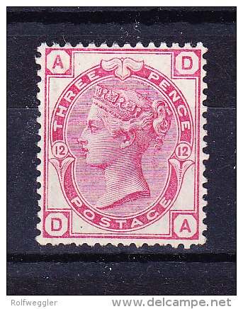 1873/80  SG 144 * Queen Victoria 3 D. Rose Platte 12 - Unused Stamps