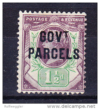 1887/90 SG 065 * Queen Victoria 1 1/2 D. Purple And Green Aufdruck GOVt PARCELS - Ongebruikt