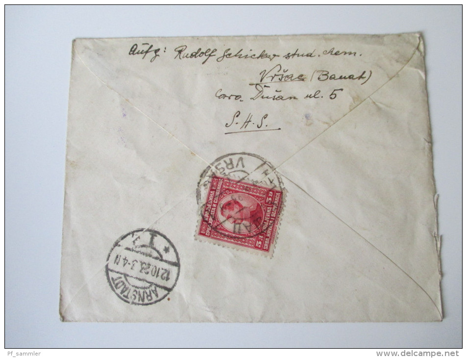 Jugoslawien / Serbien 1923 R-Brief Nach Deutschland Vrsac - Arnstadt. Rekomandiert. Stempel: K - Lettres & Documents