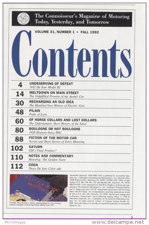 Automobile Quarterly -31/1 - 1992 - Verkehr