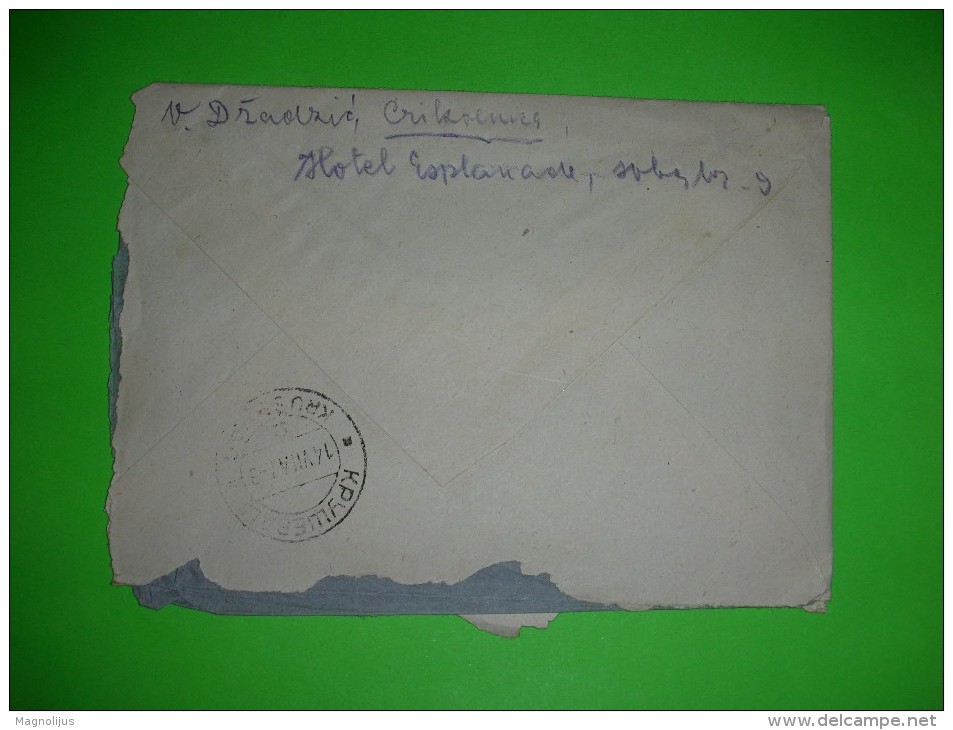 Yugoslavia DFJ,vintage Cover,registered Letter,Crikvenica Postal Label,overstamped 9 Dinar Stamp With New Value 8 Dinars - Briefe U. Dokumente