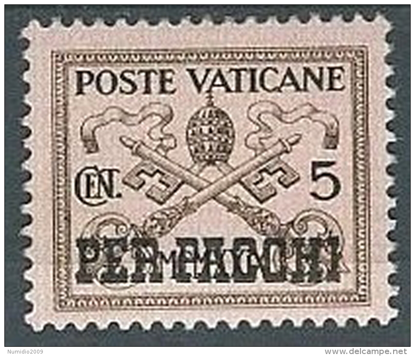 1931 VATICANO PACCHI POSTALI 5 CENT MH * - EDV12 - Parcel Post