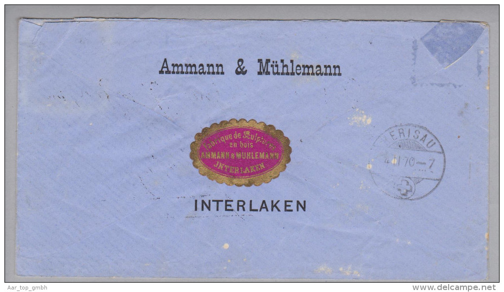 Heimat BE Bönigen 1870-02-03 Langstempel Auf Brief Nach Herisau Mit 10Rp.karminr. Sitzende Helvetia - Briefe U. Dokumente