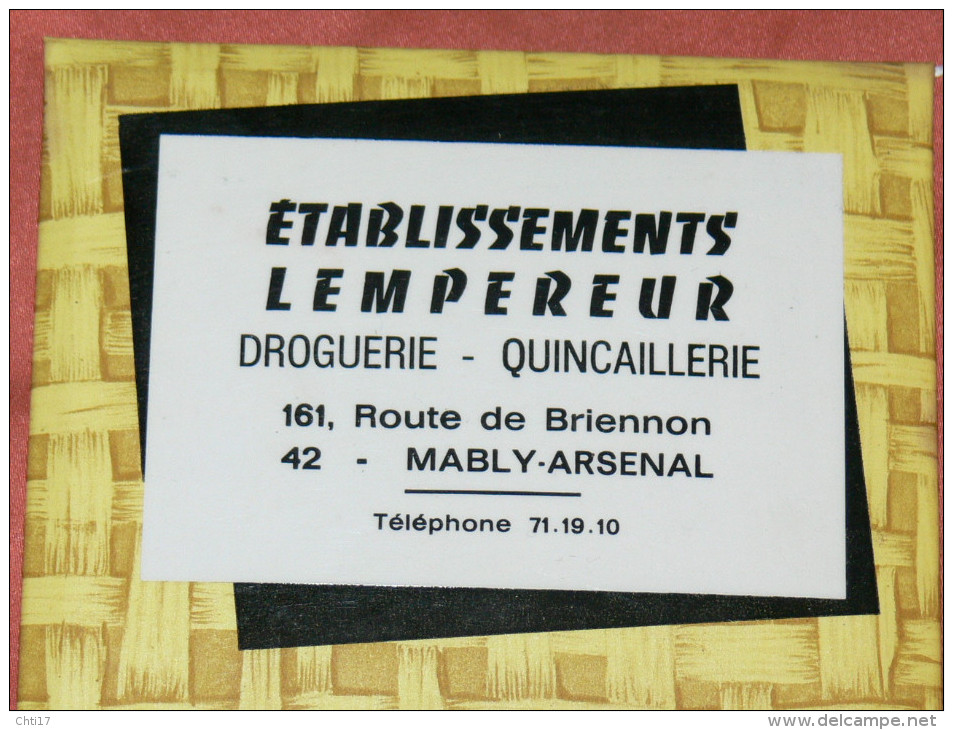 MABLY ARSENAL   ETS  LEMPEREUR   METIER  DROGUERIE  QUINCAILLERIE CALENDRIER  PUBLICITAIRE DIM 15X25  CM - Chemist's