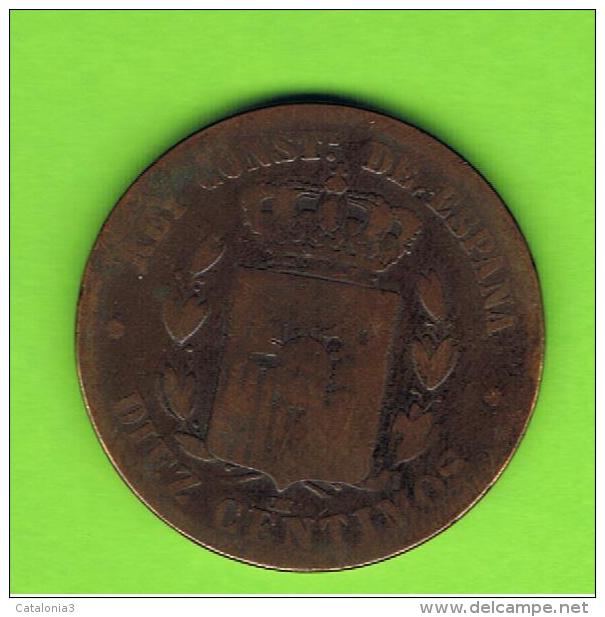 13  ESPAÑA   -  ALFONSO XII  10 Centimos 1878 Patina - Primeras Acuñaciones