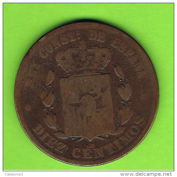 37  ESPAÑA   -  ALFONSO XII  10 Centimos 1877 Patina - Primeras Acuñaciones