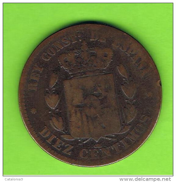 45  ESPAÑA   -  ALFONSO XII  10 Centimos 1877 Patina - Primi Conii