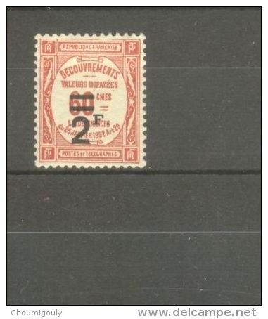 FRANCE STAMP TIMBRE TAXE N° 54 \" 2F SUR 60c ROUGE \" NEUF Xx SUP - Other & Unclassified